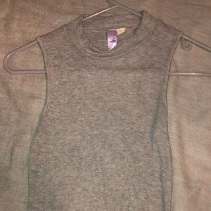 Grey sleeveless high neck